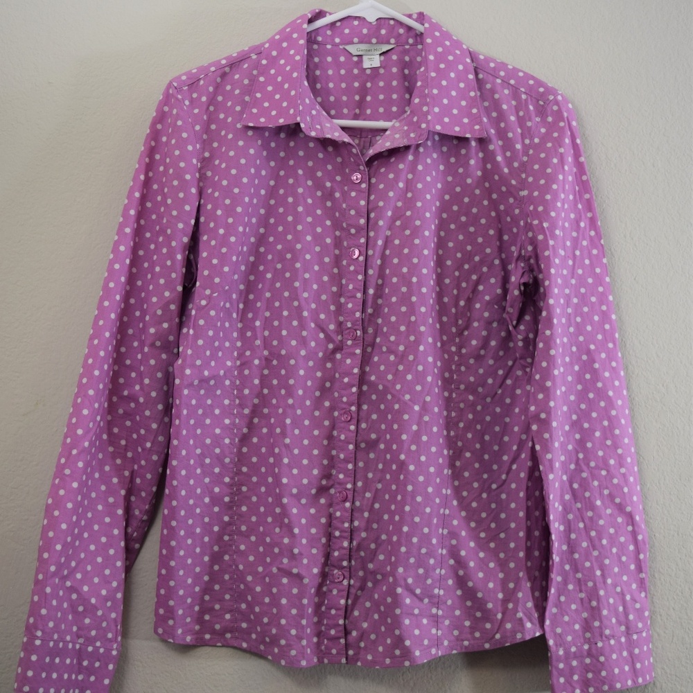 Polka Dot Garnet Hill  Women Shirt (Size 6)